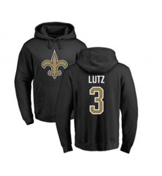 New Orleans Saints #3 Wil Lutz Black Name & Number Logo Pullover Hoodie