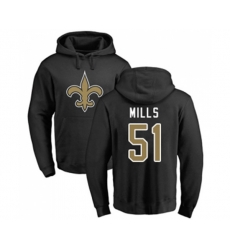New Orleans Saints #51 Sam Mills Black Name & Number Logo Pullover Hoodie