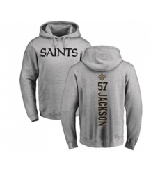 New Orleans Saints #57 Rickey Jackson Ash Backer Pullover Hoodie