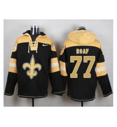 New Orleans Saints #77 Willie Roaf Black Player Pullover Hoodie