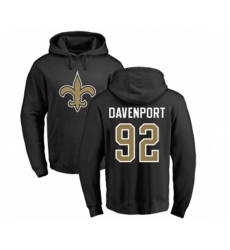 New Orleans Saints #92 Marcus Davenport Black Name & Number Logo Pullover Hoodie