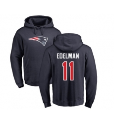 New England Patriots #11 Julian Edelman Navy Blue Name & Number Logo Pullover Hoodie