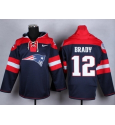 New England Patriots #12 Tom Brady blue jersey(pullover hooded sweatshirt)
