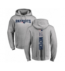 New England Patriots #16 Jakobi Meyers Ash Backer Pullover Hoodie