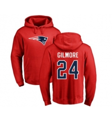 New England Patriots #24 Stephon Gilmore Red Name & Number Logo Pullover Hoodie