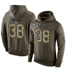 New England Patriots #38 Brandon Bolden Green Salute To Service Mens Pullover Hoodie