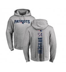 New England Patriots #54 Tedy Bruschi Ash Backer Pullover Hoodie