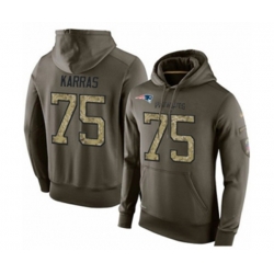 New England Patriots #75 Ted Karras Green Salute To Service Mens Pullover Hoodie New England Patriots #75 Ted Karras Green Salute To Service Mens Pullover Hoodie