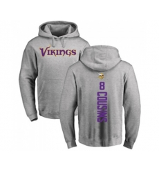 Minnesota Vikings #8 Kirk Cousins Ash Backer Pullover Hoodie