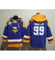 Minnesota Vikings #99 Danielle Hunter Purple Yellow Ageless Must Have Lace Up Pullover Hoodie