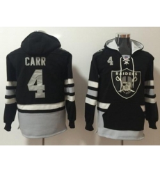 Oakland Raiders #4 Derek Carr Black Grey Name & Number Pullover NFL Hoodie