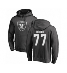 Oakland Raiders #77 Trent Brown Ash One Color Pullover Hoodie