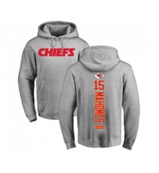 Kansas City Chiefs #15 Patrick Mahomes II Ash Backer Pullover Hoodie