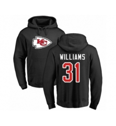 Kansas City Chiefs #31 Darrel Williams Black Name & Number Logo Pullover Hoodie