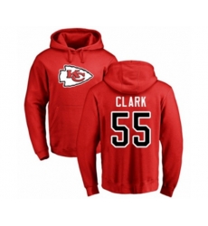 Kansas City Chiefs #55 Frank Clark Red Name & Number Logo Pullover Hoodie