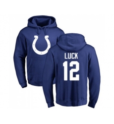 Indianapolis Colts #12 Andrew Luck Royal Blue Name & Number Logo Pullover Hoodie