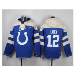 Indianapolis Colts #12 Andrew Luck Royal Blue Player Pullover NFL Hoodie