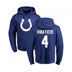Indianapolis Colts #4 Adam Vinatieri Royal Blue Name & Number Logo Pullover Hoodie