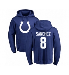 Indianapolis Colts #8 Rigoberto Sanchez Royal Blue Name & Number Logo Pullover Hoodie