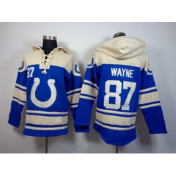 Indianapolis Colts #87 Reggie wayne cream-blue[pullover hooded sweatshirt]