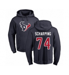 Houston Texans #74 Max Scharping Navy Blue Name & Number Logo Pullover Hoodie