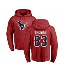 Houston Texans #83 Jordan Thomas Red Name & Number Logo Pullover Hoodie
