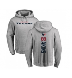 Houston Texans #88 Jordan Akins Ash Backer Pullover Hoodie