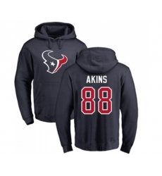 Houston Texans #88 Jordan Akins Navy Blue Name & Number Logo Pullover Hoodie