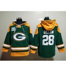 Green Bay Packers #28 A.J. Dillon Green Lace-Up Pullover Hoodie