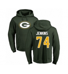 Green Bay Packers #74 Elgton Jenkins Green Name & Number Logo Pullover Hoodie