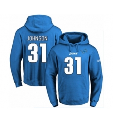Detroit Lions #31 Ty Johnson Blue Name & Number Pullover Hoodie