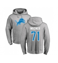Detroit Lions #71 Ricky Wagner Ash Name & Number Logo Pullover Hoodie