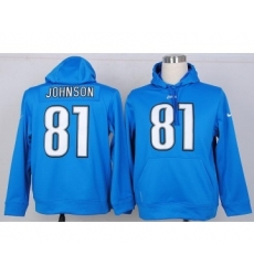 Detroit Lions #81 calvin johnson blue[pullover hooded sweatshirt]