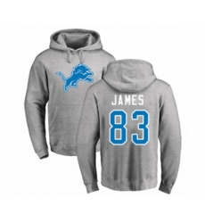 Detroit Lions #83 Jesse James Ash Name & Number Logo Pullover Hoodie