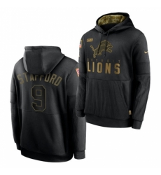 Detroit Lions #9 Matthew Stafford 2020 Salute To Service Black Sideline Performance Pullover Hoodie