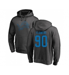 Detroit Lions #90 Trey Flowers Ash One Color Pullover Hoodie