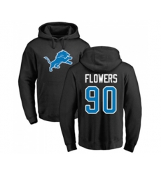 Detroit Lions #90 Trey Flowers Black Name & Number Logo Pullover Hoodie