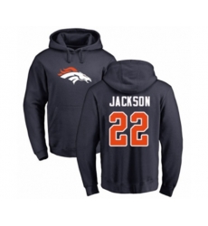 Denver Broncos #22 Kareem Jackson Navy Blue Name & Number Logo Pullover Hoodie