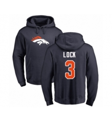 Denver Broncos #3 Drew Lock Navy Blue Name & Number Logo Pullover Hoodie