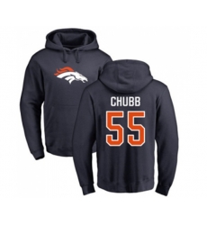 Denver Broncos #55 Bradley Chubb Navy Blue Name & Number Logo Pullover Hoodie