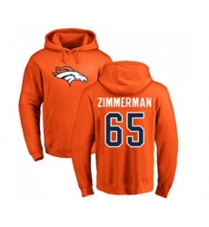 Denver Broncos #65 Gary Zimmerman Orange Name & Number Logo Pullover Hoodie