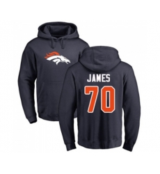 Denver Broncos #70 JaWuan James Navy Blue Name & Number Logo Pullover Hoodie