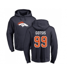 Denver Broncos #99 Adam Gotsis Navy Blue Name & Number Logo Pullover Hoodie