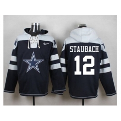 Dallas Cowboys #12 Roger Staubach Navy Blue Player Pullover Hoodie