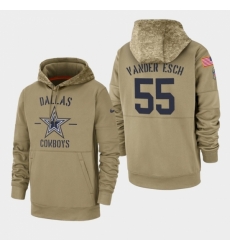 Dallas Cowboys #55 Leighton Vander Esch 2019 Salute to Service Sideline Therma Pullover Hoodie Tan