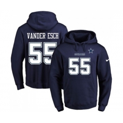 Dallas Cowboys #55 Leighton Vander Esch Navy Blue Name & Number Pullover Hoodie
