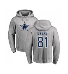 Dallas Cowboys #81 Terrell Owens Ash Name & Number Logo Pullover Hoodie