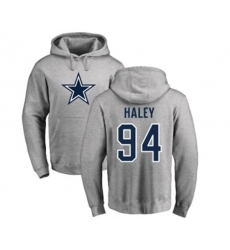 Dallas Cowboys #94 Charles Haley Ash Name & Number Logo Pullover Hoodie