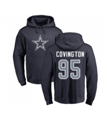 Dallas Cowboys #95 Christian Covington Navy Blue Name & Number Logo Pullover Hoodie