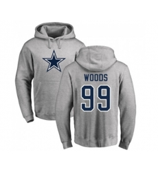Dallas Cowboys #99 Antwaun Woods Ash Name & Number Logo Pullover Hoodie